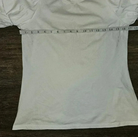 Entro‎ Off White Ruched Sleeve Crew Neck White Tee Sz S - Picture 11 of 14
